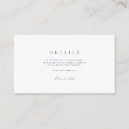 Tarjeta De Recepción Elegante guión Dusty Blue & White Boda Details
