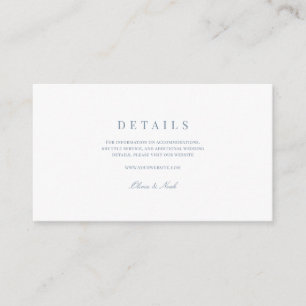 Tarjeta De Recepción Elegante guión Dusty Blue & White Boda Details