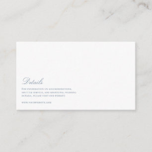 Tarjeta De Recepción Elegante guión Dusty Blue & White Boda Details