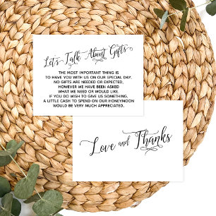 Tarjeta De Recepción Elegante guión hablemos de Boda de regalos