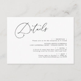 Tarjeta De Recepción Elegante guión Minimalista detalles de la boda ele