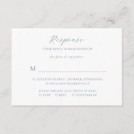 Tarjeta De Recepción Elegante Guión Minimalista Dusty Blue Wedding Rsvp