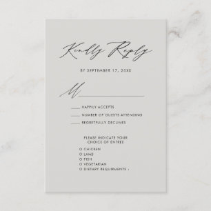 Tarjeta De Recepción Elegante guión moderno Boda Minimalista RSVP
