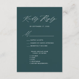 Tarjeta De Recepción Elegante Guión Moderno Verde Boda simple RSVP