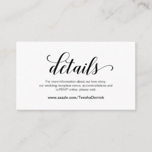 Tarjeta De Recepción Elegante guión negro, detalles Bodas, RSVP en líne