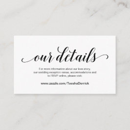 Tarjeta De Recepción Elegante guión negro, detalles Bodas, RSVP en líne