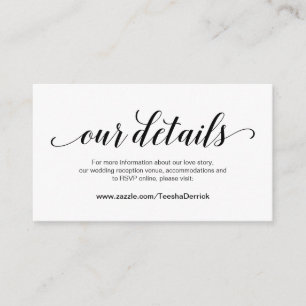 Tarjeta De Recepción Elegante guión negro, detalles Bodas, RSVP en líne