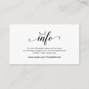 Tarjeta De Recepción Elegante guión negro, detalles Bodas, RSVP en líne