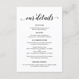 Tarjeta De Recepción Elegante guión negro, información de detalles Boda
