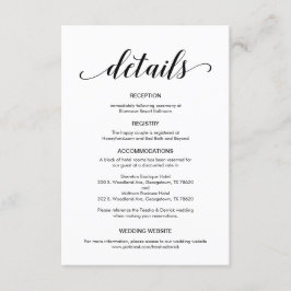 Tarjeta De Recepción Elegante guión negro, información de detalles Boda