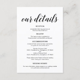 Tarjeta De Recepción Elegante guión negro, información de detalles Boda