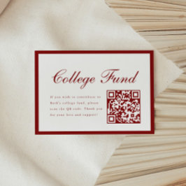 Tarjeta De Recepción Elegante guión rojo código QR fondo universitario 