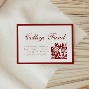 Tarjeta De Recepción Elegante guion rojo Fondo Universitario Código QR