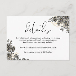 Tarjeta De Recepción Elegante guión Rosas florales detalles del Boda gó