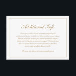 Tarjeta De Recepción Elegante guión simple Boda formal de oro<br><div class="desc">Tarjeta de gabinete Boda de estilo tradicional con un diseño sencillo y clásico con los detalles de sus huéspedes en un elegante guión falso de oro rodeado por un borde. El color puede cambiarse a cualquier color que desee haciendo clic en el botón "personalizar". Esta tarjeta de Boda con un...</div>