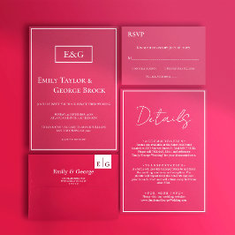 Tarjeta De Recepción Elegante guión simple Viva Magenta Boda Detalles