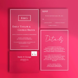 Tarjeta De Recepción Elegante guión simple Viva Magenta Boda Detalles