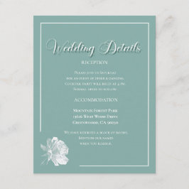 Tarjeta De Recepción Elegante guion verde salvia floral boda