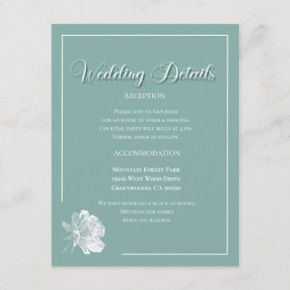 Tarjeta De Recepción Elegante guion verde salvia floral boda