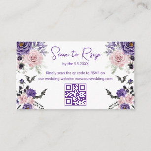 Tarjeta De Recepción elegante halloween rsvp qr código boda púrpura