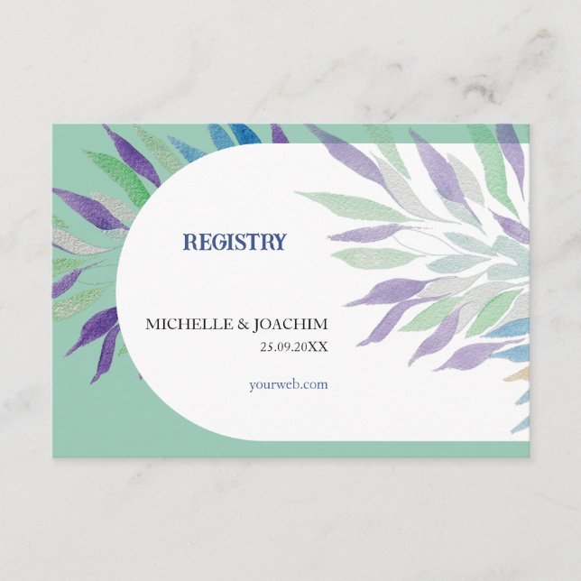 Tarjeta De Recepción Elegante Hermosa Acuarela Morada Boho Floral (Anverso)