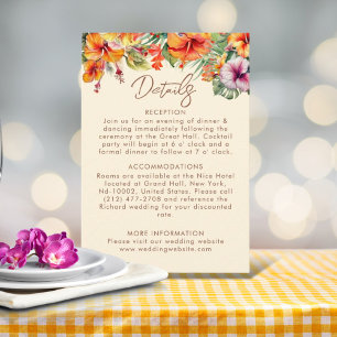 Tarjeta De Recepción Elegante Hibiscus Flower Tropical Floral Boda