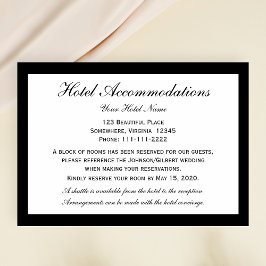 Tarjeta De Recepción Elegante Hotel Alojamiento Boda Gabinete