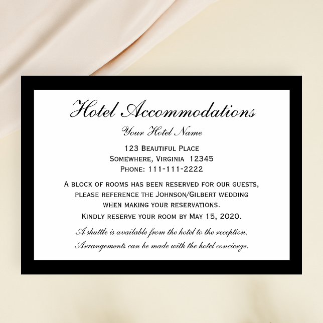 Tarjeta De Recepción Elegante Hotel Alojamiento Boda Gabinete (Subido por el creador)