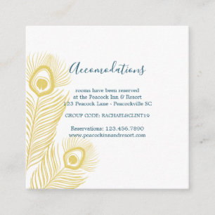 Tarjeta De Recepción Elegante Hotel Gold Peacock Boda