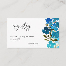 Tarjeta De Recepción Elegante Indigo Turquesa Azul Acuarela Floral