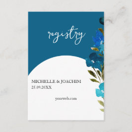 Tarjeta De Recepción Elegante Indigo Turquesa Azul Acuarela Floral