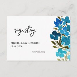 Tarjeta De Recepción Elegante Indigo Turquesa Azul Acuarela Floral