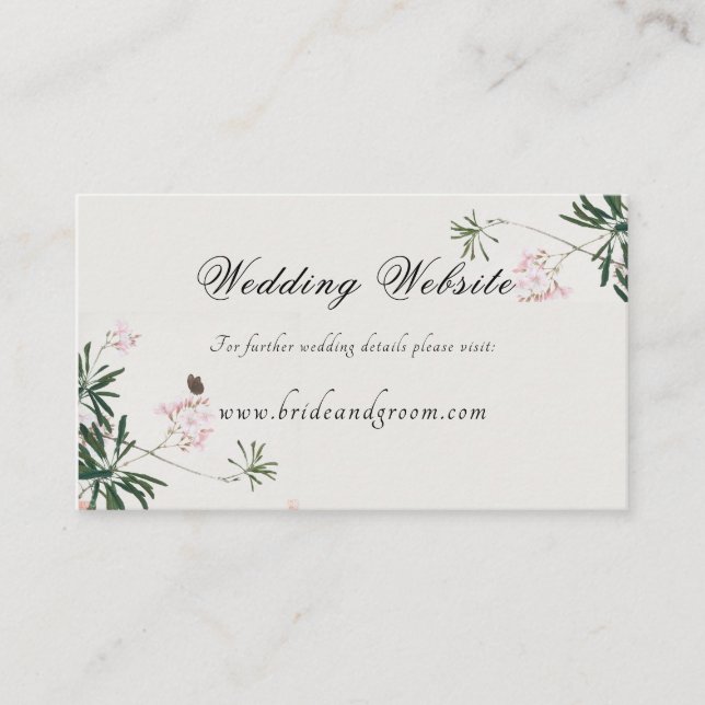 Tarjeta De Recepción Elegante Información Botánica De Flor Rosa (Anverso)