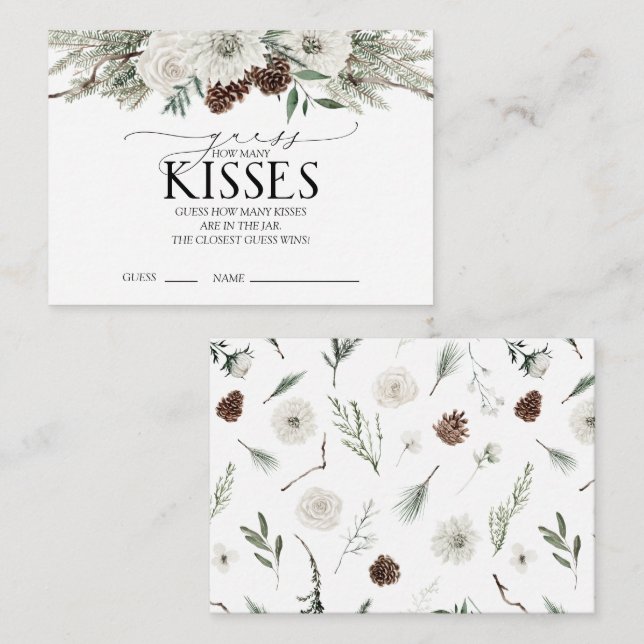 Tarjeta De Recepción Elegante invierno: cuántos besos de acuarela flora (Anverso / Reverso)
