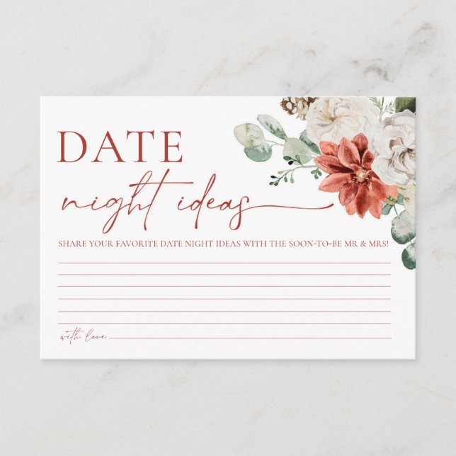 Tarjeta De Recepción Elegante invierno rojo ducha de novia Ideas de noc (Anverso)