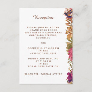Tarjeta De Recepción Elegante Jardín Botánico Acogida de Boda Floral
