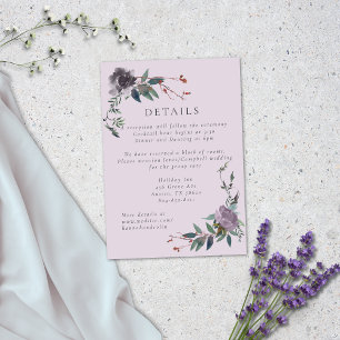Tarjeta De Recepción Elegante Jardín Botánico Purple Lavanda