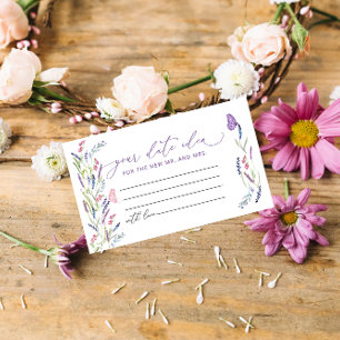 Tarjeta De Recepción Elegante Lavanda de Flor Fecha Ideas de Noche