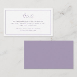 Tarjeta De Recepción Elegante Lavanda formal Dusty Purple Boda