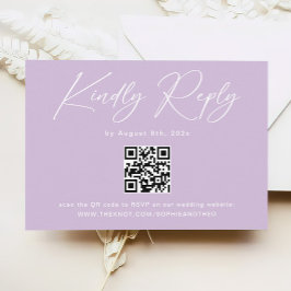 Tarjeta De Recepción Elegante Light Purple Lilac Wedding RSVP