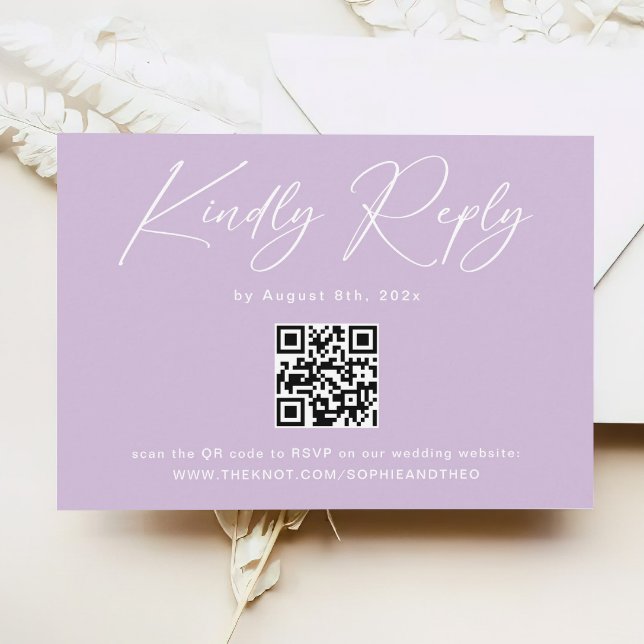 Tarjeta De Recepción Elegante Light Purple Lilac Wedding RSVP (Subido por el creador)
