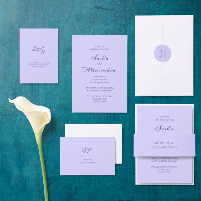Tarjeta De Recepción Elegante Lila Sólido Lavanda (Subido por el creador)