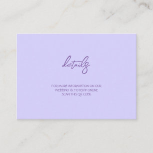 Tarjeta De Recepción Elegante Lila Sólido Púrpura