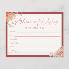 Tarjeta De Recepción Elegante lluvia de regalos nupciales floral roja "