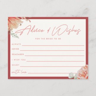 Tarjeta De Recepción Elegante lluvia de regalos nupciales floral roja "