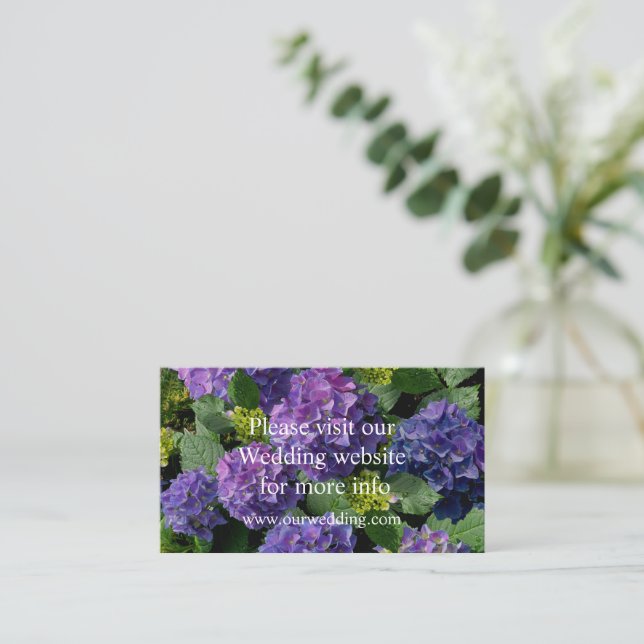 Tarjeta De Recepción Elegante magenta púrpura azul verde hidrangea flor (Anverso de pie)