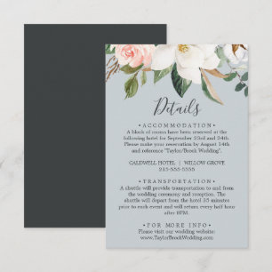 Tarjeta De Recepción Elegante Magnolia Blue Gray Details Card