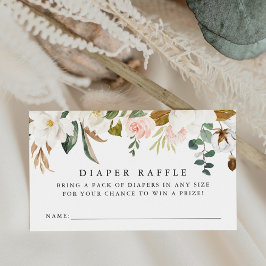Tarjeta De Recepción Elegante Magnolias Baby Shower Diaper Raffle