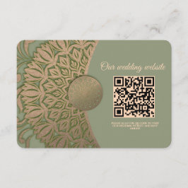 Tarjeta De Recepción Elegante Mandala clásica de color verde sabio y or