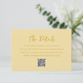 Tarjeta De Recepción Elegante Mantequilla Amarillo Código QR Boda moder